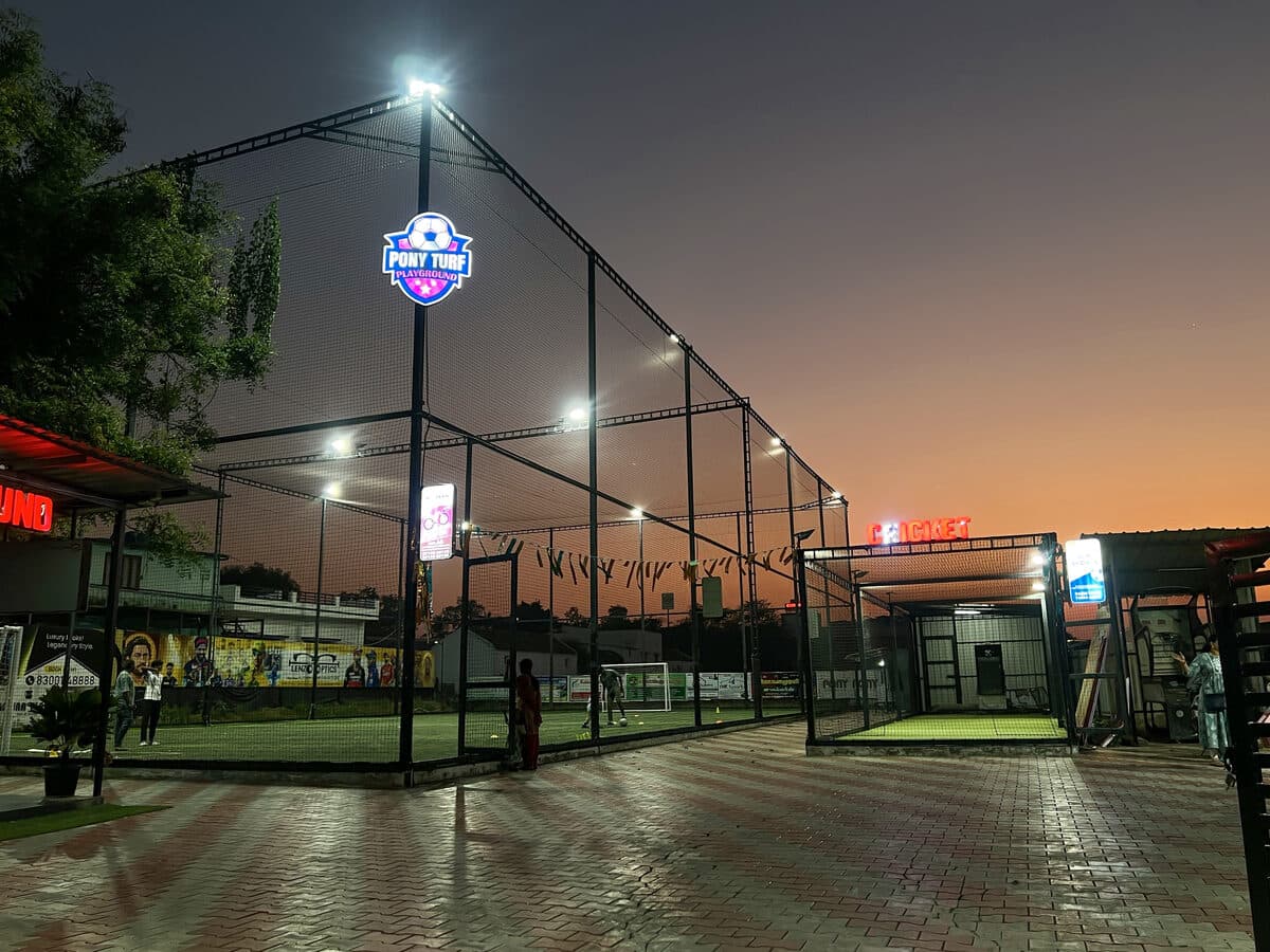Pony Turf Gobichettipalayam floodlights illuminate evening cricket matches