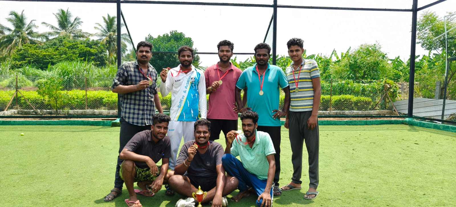 Sunday tournament action at Turf Star in Sathy, Tamil Nadu, main pitch